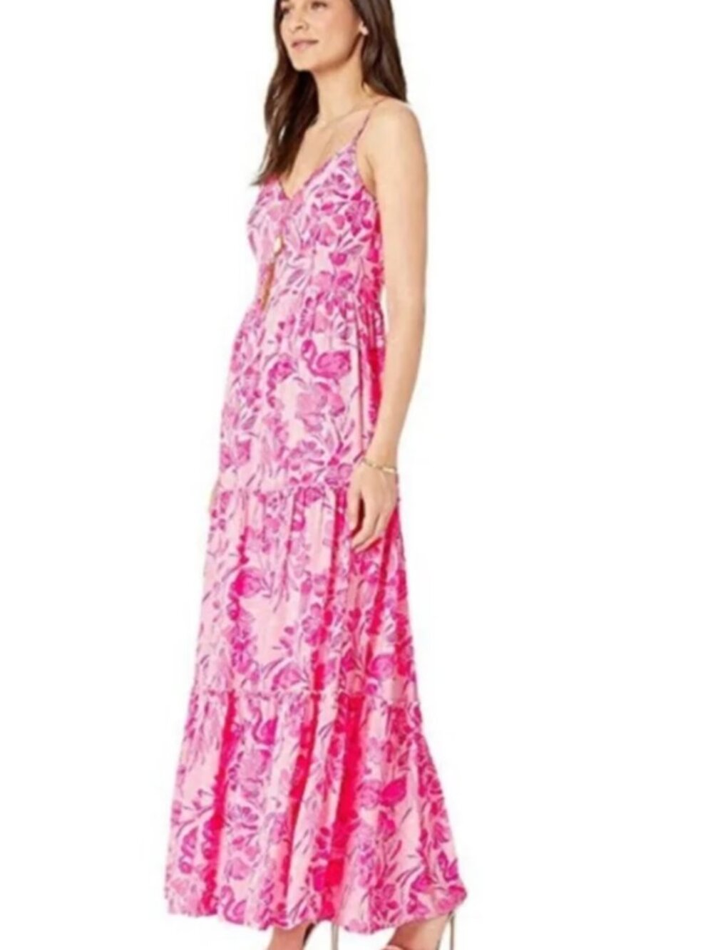 Lilly Pulitzer Pink Floral Tiered Maxi Dress Size 00 Melody NWT - Picture 6 of 8